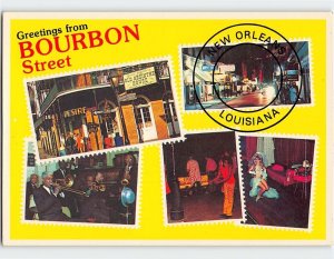 Postcard Greetings from Bourbon Street, New Orleans, Louisiana
