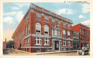 Jackson Michigan birds eye view local YMCA building antique pc Y14625