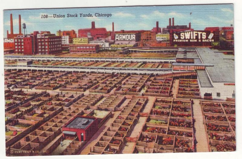 P138 JLs 1930-45 postcard armour swifts meat signs stock yd