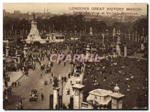 Old Postcard London's Great Victory March Birds Eye View at Victoria Memorial