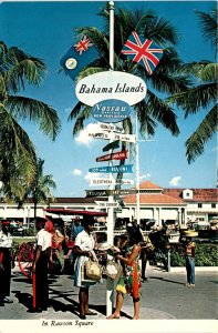 Nassau, Bahama Islands, Out Islands, Rawson Square, signpost, Rum Cay,  Postcard