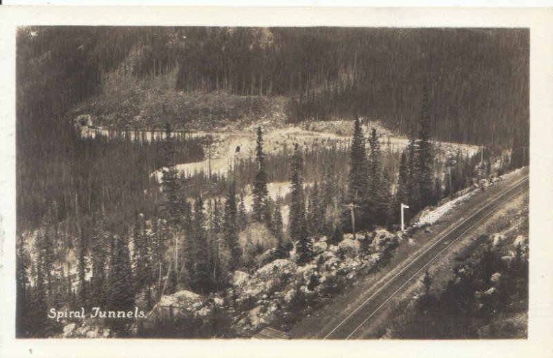 Canada Postcard - Spiral Railway Tunnels & Train Track, British Columbia  5952A