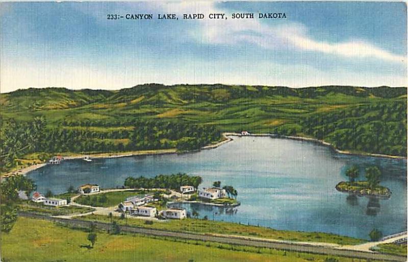 Canyon Lake Rapid City South Dakota SD Linen Postcard