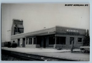 1975 Morris Kansas BN Depot Railroad Train Depot Station RPPC Photo Postcard
