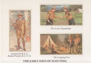 Baden Powell The Boy Scouts Handshake Camp Fire Postcard