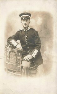 U.S. Army SoldierAL In Full Uniform Real Photo Postcard