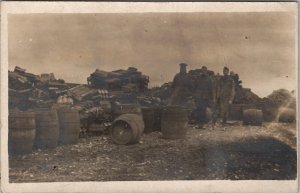 Military German Salvage with Beer Kegs RPPC Postcard A29