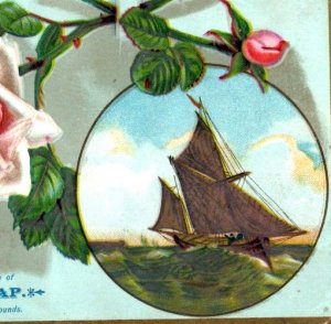 1880s-90s Embossed Roper's Soap Sailboat Sea Fab! #5W