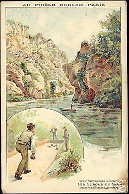 france Gorges Tarn, Boules 1908 Lombart Chocolate Litho