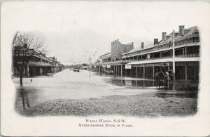 Wagga Wagga Australia Murrumbridge River in Flood Hampshire Council Postcard E58