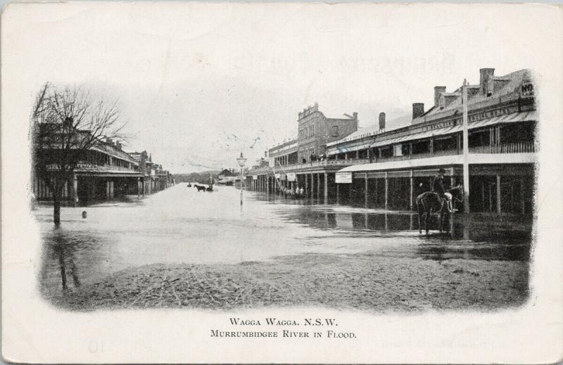 Wagga Wagga Australia Murrumbridge River in Flood Hampshire Council Postcard E58