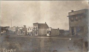 Cupar Saskatchewan Street View Union Bank John Hubbs Butcher RPPC Postcard H18