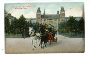 Netherlands - Amsterdam Fire Department. Ladder Wagon & Team ca 1906