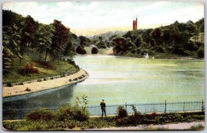 Cincinnati Ohio OH, Eden Park, The Lake and Water Tower, Trees, Vintage Postcard