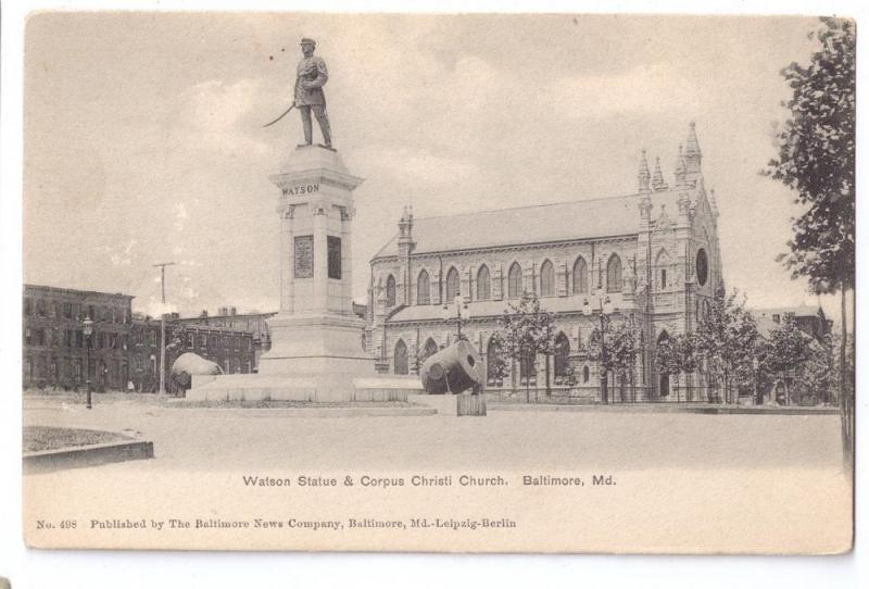 Baltimore MD Watson Statue Corpus Christi Church UDB Postcar