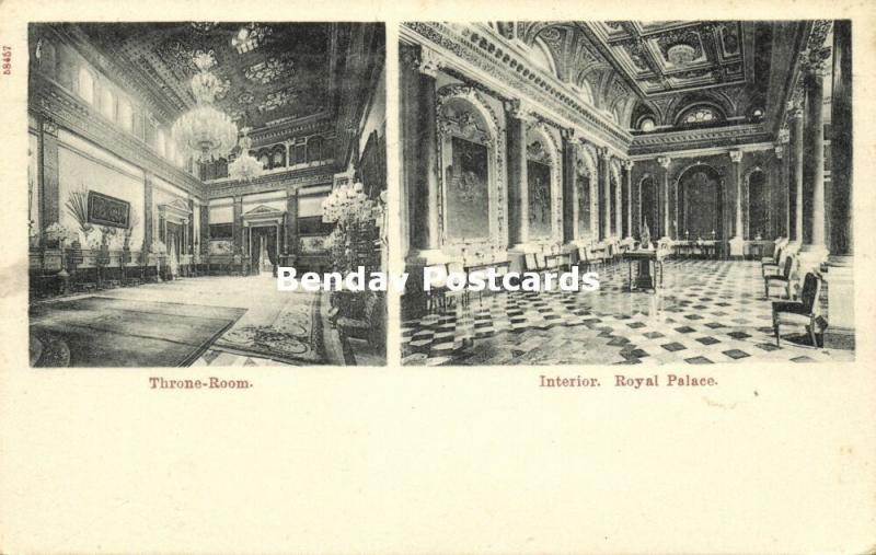 siam thailand BANGKOK Royal Palace Interior Throne-Room 1899 Postcard