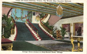 Lobby And Grand Stairway Trianon Beautiful Ballroom Chicago Illinois IL Postcard