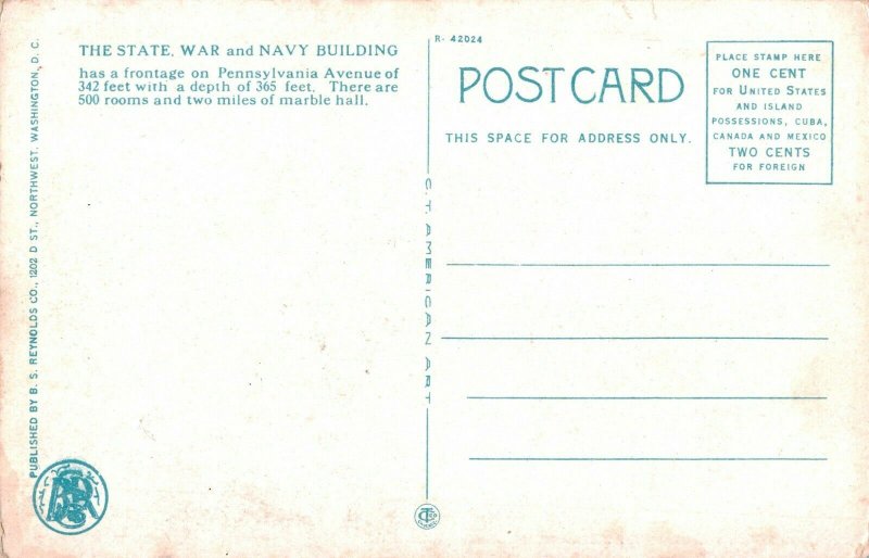 Postcard State War and Navy Departments Washington DC