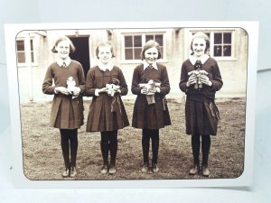 Schoolgirls at Hookergate School High Spen Gateshead 1936 Repro Postcard
