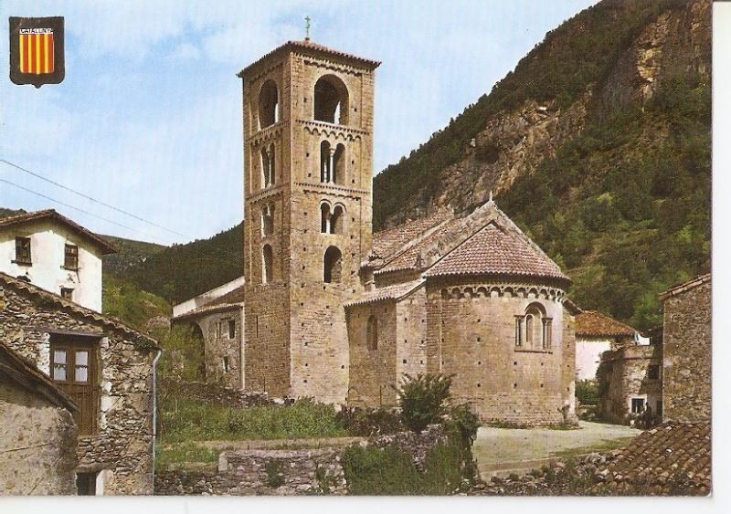 Postal 040295 : Berget (Girona) Pirineu Catala. Esglesia romanic del segle XI...