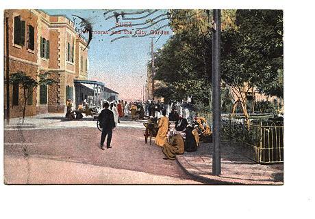 People in Market and City Garden, Suez, Egypt,