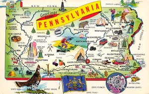 Greetings from Pennsylvania, USA Map Unused 