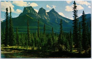VINTAGE POSTCARD THE THREE SISTERS NEAR CANMORE ALBERTA CANADA