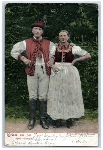 Spis Slovakia Postcard Greetings from the Spis Folk Costume c1910 Antique Posted