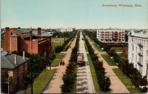 Broadway Winnipeg Manitoba Trolley Unused Postcard H24