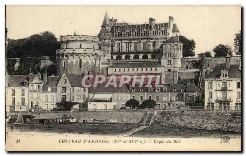 Old Postcard Chateau D & # 39Amboise King Logis