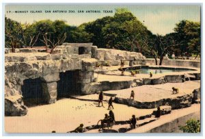 1949 Monkey Island San Antonio Zoo San Antonio Texas TX Animals Vintage Postcard