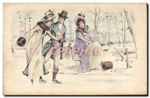 Old Postcard of Sports & # 39hiver Skating Woman