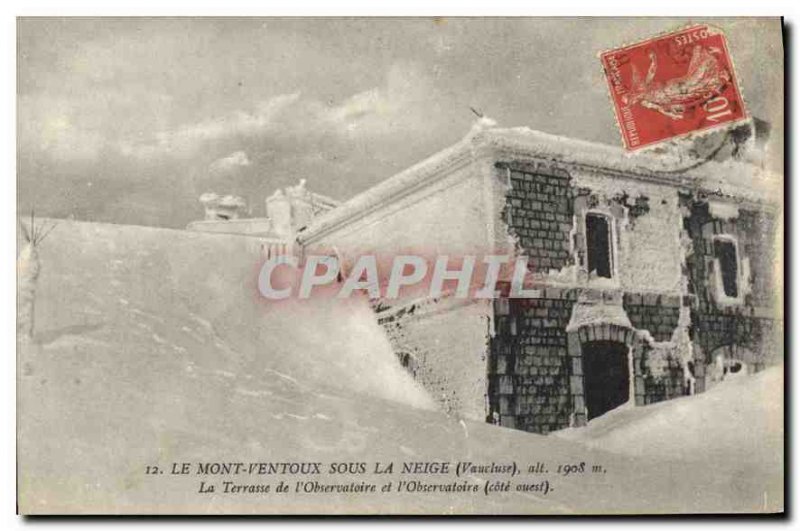 Old Postcard Mont Ventoux in the Snow The Observatory Terrace and Observatory