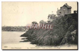 Old Postcard Saint Cast Rocks and Villas on the Beach