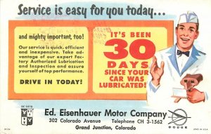 Postcard 1961 Colorado Grand Junction Eisenhauer Motor Advertising CO24-2744