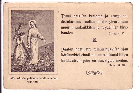 Jesus with Cross, Bible Quotes in Finnish, Finland