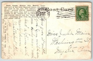State House   Boston  Massachusetts   Postcard  1915