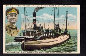 Mint  WW 1 German Merchant U Boat Submarine picture Postcard Deutschland Koenig