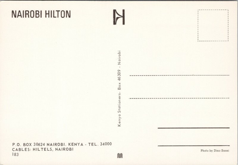 Nairobi Hilton Hotel Nairobi Kenya Unused Postcard C7