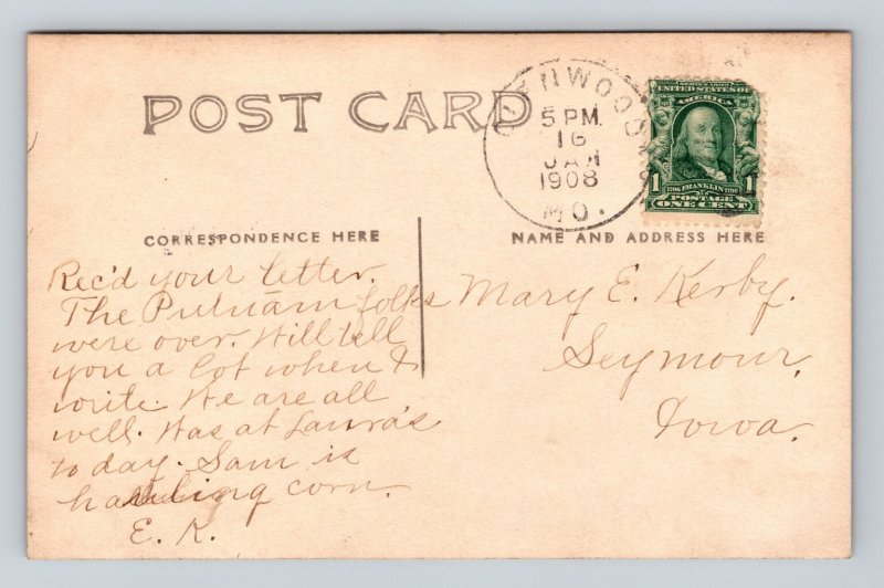 1908 Real Photo Postcard High Bridge Railroad Depot Lancaster Missouri RPPC