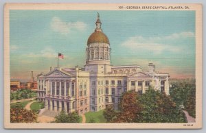 Linen~GA Capitol Bldg~Atlanta~Gold Dome~Downtown & Tree Surrounding~PM 1950 PC