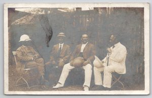 RPPC Four Men Lounging In Yard Suits Hats Cigars  Postcard B39