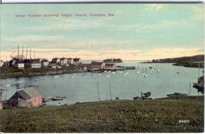 ME   CAMDEN   HARBOR showing NEGRO ISLAND  postcard