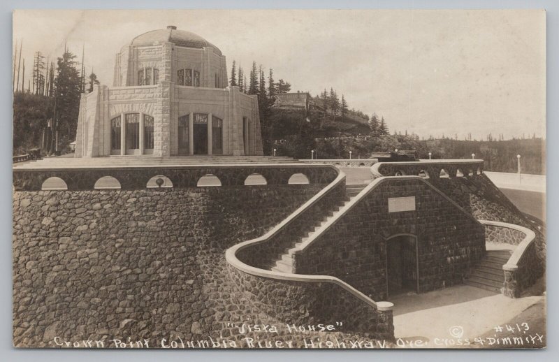 Real Photo Postcard~Vista House Crown Point Columbia River Hwy~RPPC 