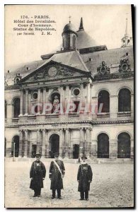 Postcard Old Paris Hotel des Invalides Court of Honor Statue of Napoleon