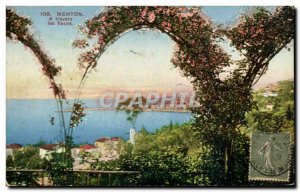 Old Postcard Menton Travers Flowers