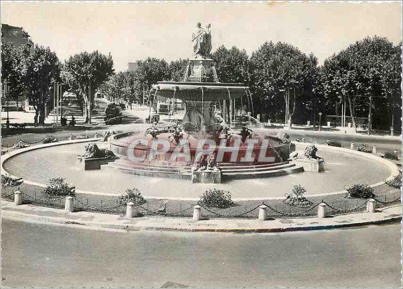 Modern Postcard Aix en Provence La Grande Fontaine on the Rotunda (XIX)