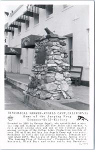 RPPC ANGELS CAMP, CA California JUMPING FROG Historical Marker c1940s  Frasher