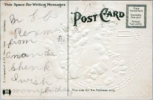 1907 Pretty Victorian Girl Heartiest Congratulation Germany Embossed Postcard IP