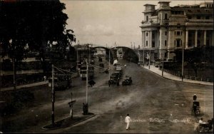 Singapore - Anderson Bridge Street Scene c1915 Real Photo Postcard